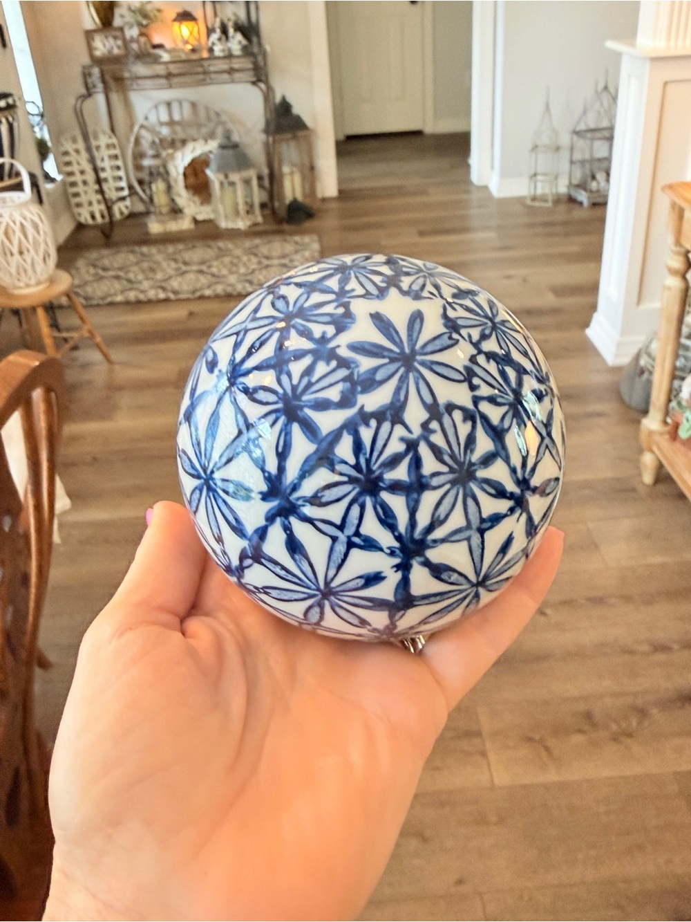 Blue & White Decorative Ceramic Spheres – Set of 3 - Picture 13 of 16